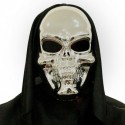 Maska czaszka kościotrup srebrna metaliczna 3D - 1