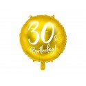 Balon foliowy na 30stkę urodzinowy złoty okrągły - 1
