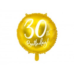 Balon foliowy na 30stkę urodzinowy złoty okrągły