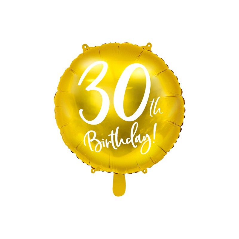 Balon foliowy na 30stkę urodzinowy złoty okrągły - 1