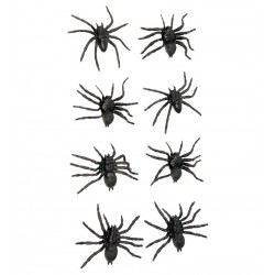 Sztuczne małe pająki czarne Halloweenowe 6cm 8szt