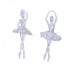 Zawieszka figurka balerina srebrna z brokatem 17cm