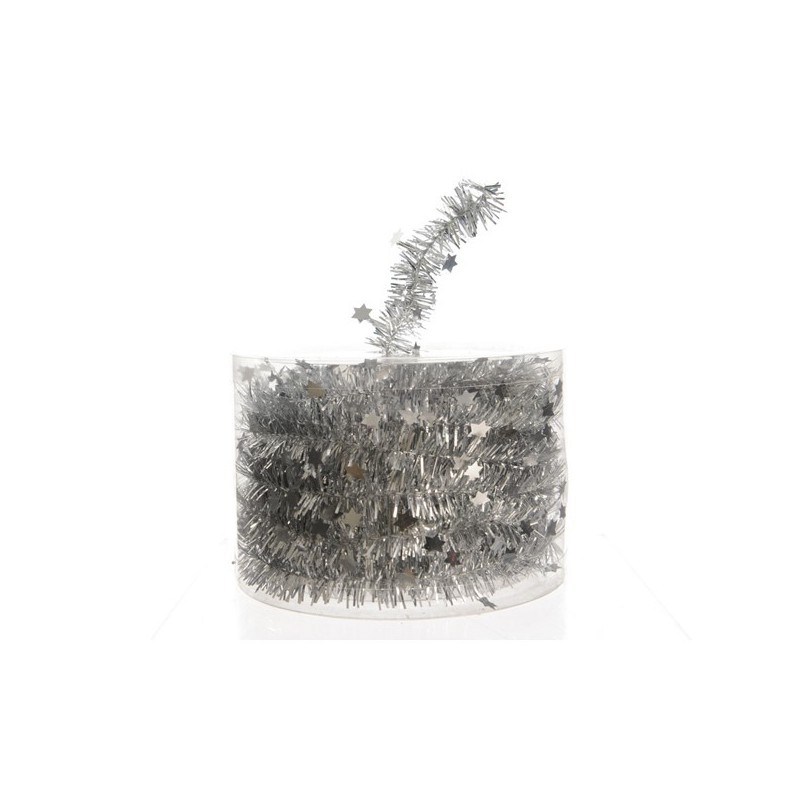 Łańcuch Girlanda na choinkę gwiazdki srebrna 3,5cm x 7m - 1