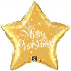 Balon foliowy gwiazdka Merry Christmas złota