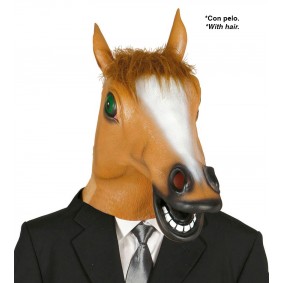Maska na głowę koń z grzywą lateksowa zwierzęta - 1