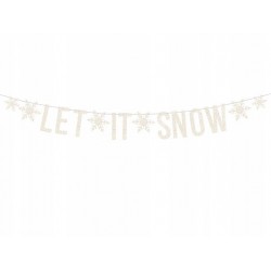 Baner wiszący Let It Snow brokatowy biały zimowy