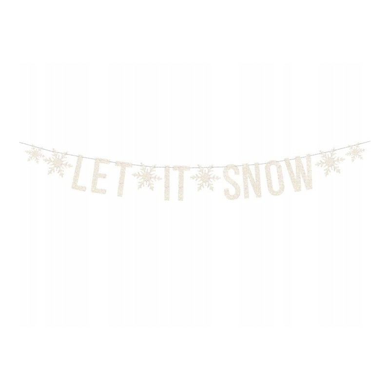 Baner Let It Snow brokatowy biały 13x170cm - 1