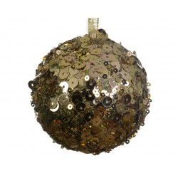 Bombka dekoracyjna z cekinami ciemny złoty 8cm