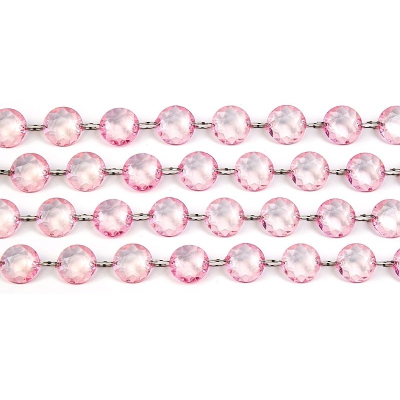 Girlanda kryształowa jasny różowy dekoracja ozdoba - 1