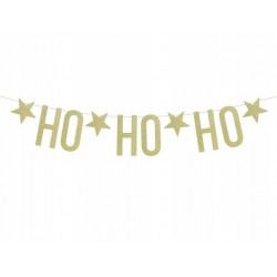 Baner HO HO HO brokatowy złoty świąteczny ozdobny