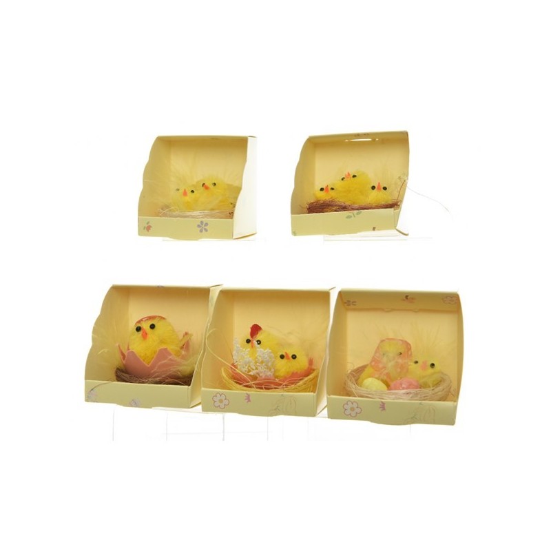 Kurczaki kurczaczki żółte w koszyczku dekoracja x1 - 1